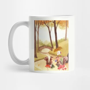 Woodland Sunset in Nature with squirrel Mug